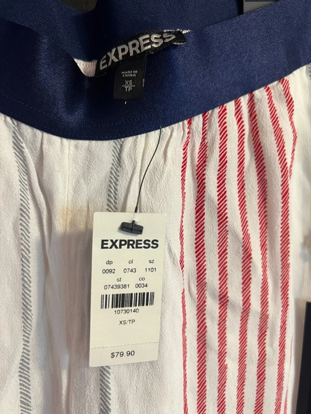 EXPRESS Wide Leg Striped Pants with Satin Waistband - Picture 4 of 6